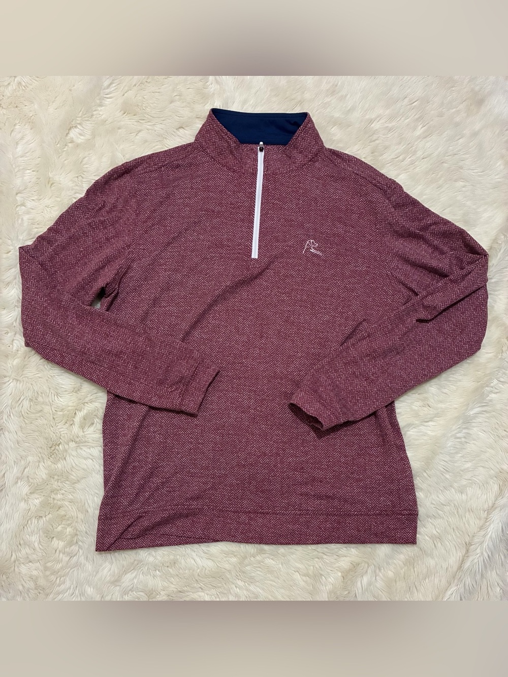 Rhoback Herringbone Jacquard Performance Q-Zip, Burgundy, Men’s Medium
